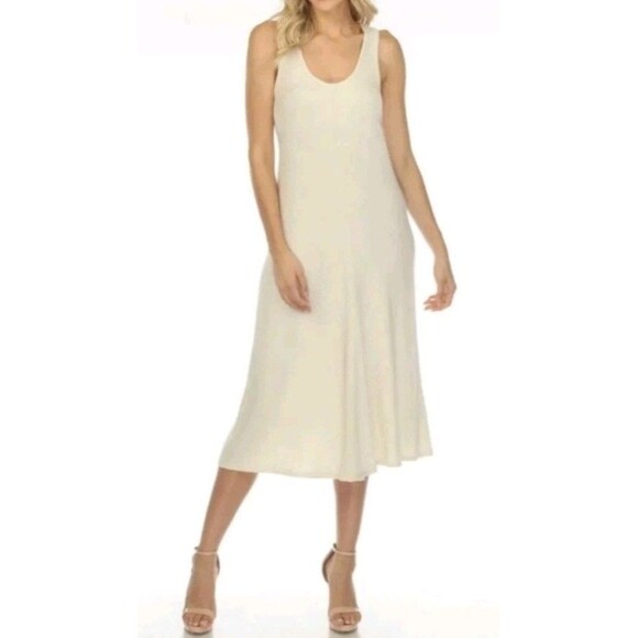 CALME by Johnny Was Sz L Tank Dress SOFT Tencel Linen Knit Cream Off White $148 - Picture 14 of 15